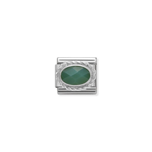Nomination Composable Link Rope, Oval Green Agate Stone, Silver