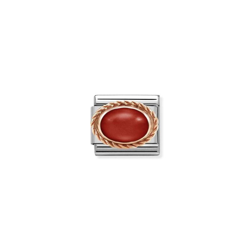 Nomination Composable Link Rope, Red Coral Stone, 9K Rose Gold