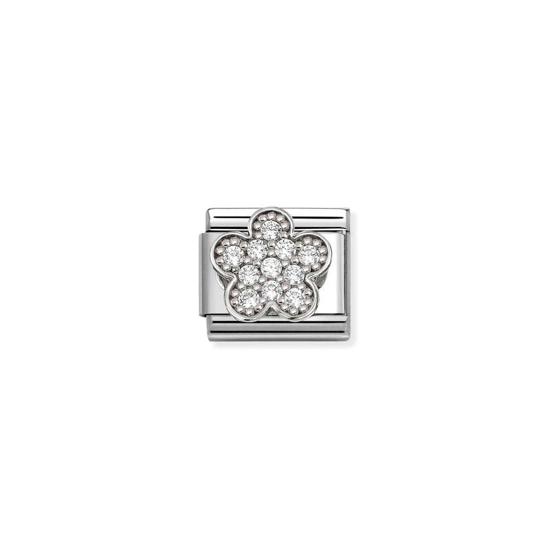 Nomination Composable Link Silver Flower with CZ, 925 Sterling Silver