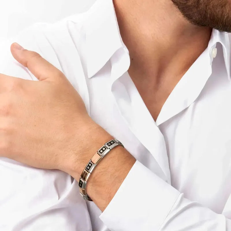 Nomination Composable Link Silver Glitter Heart & Stars, 9K Rose Gold & Enamel