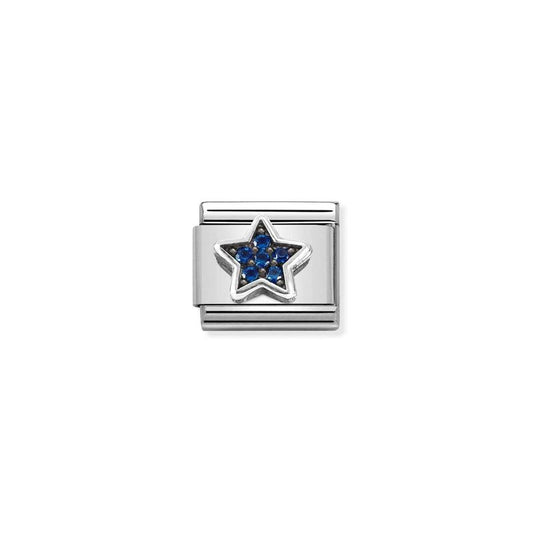 Nomination Composable Link Star, Blue Cubic Zirconia, Silver