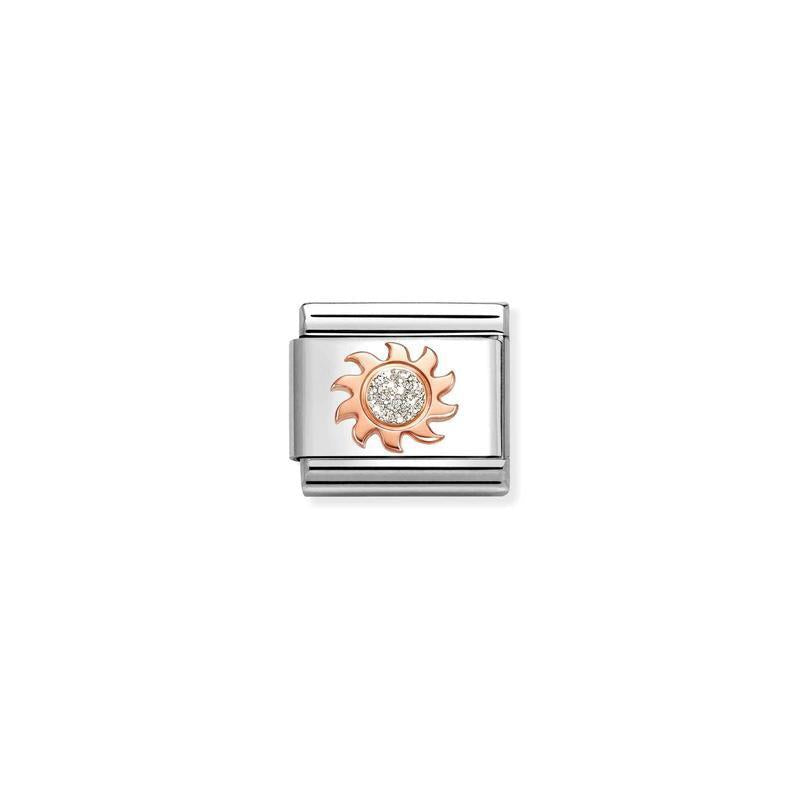 Nomination Composable Link Sun with Glitter, 9K Gold Enamel