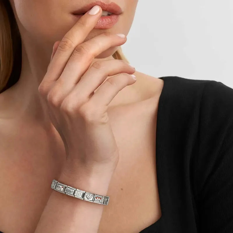 Nomination Composable Link Heart Keyhole with Cubic Zirconia, Silver