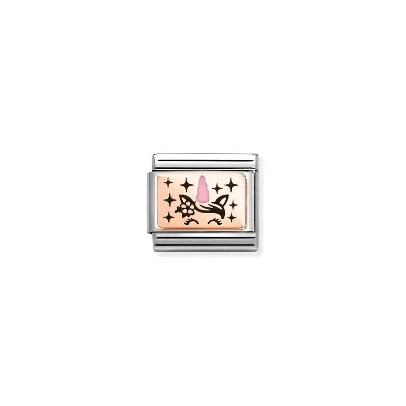 Nomination Composable Link Unicorn Horn, 9K Rose Gold & Enamel