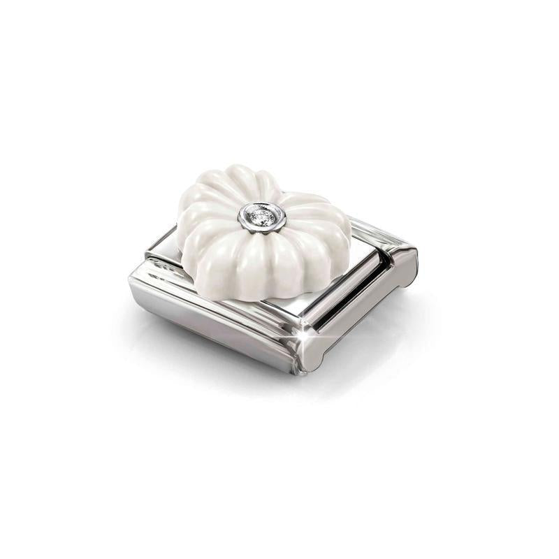 Nomination Composable Link White Crimped Heart, 925 Sterling Silver