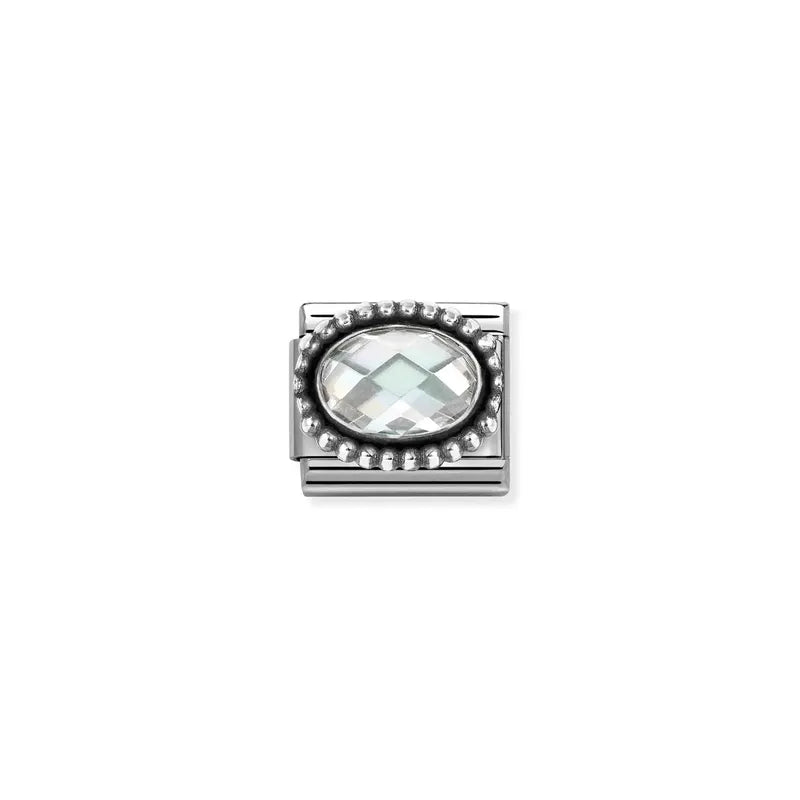 Nomination Composable Link White Vintage Effect Stone, Silver