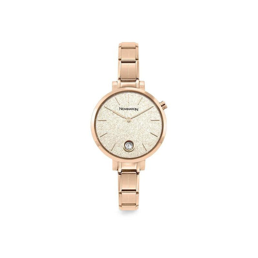 Nomination Composable Paris Watch, Rose Glitter, Cubic Zirconia, Rose Gold