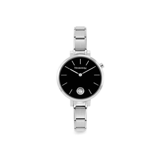 Nomination Composable Paris Watch, Sunray Black, Cubic Zirconia, Stainless Steel
