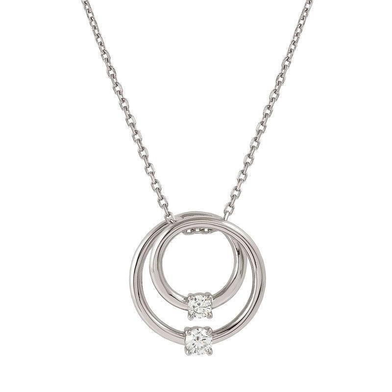 Nomination CosmicLove sterling silver necklace featuring two interlocking circles accented with sparkling white cubic zirconia.