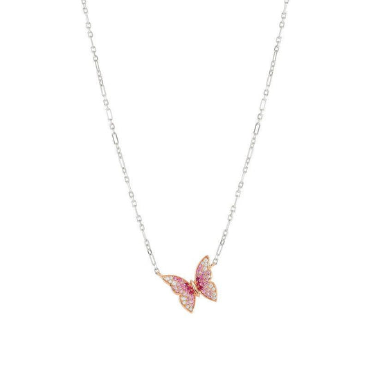 Nomination Crysalis Necklace, Rose Gold Butterfly & Pink Stones