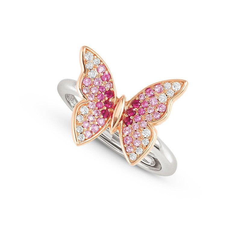 Nomination Crysalis Ring, Large Butterfly, Pink Cubic Zirconia, Silver