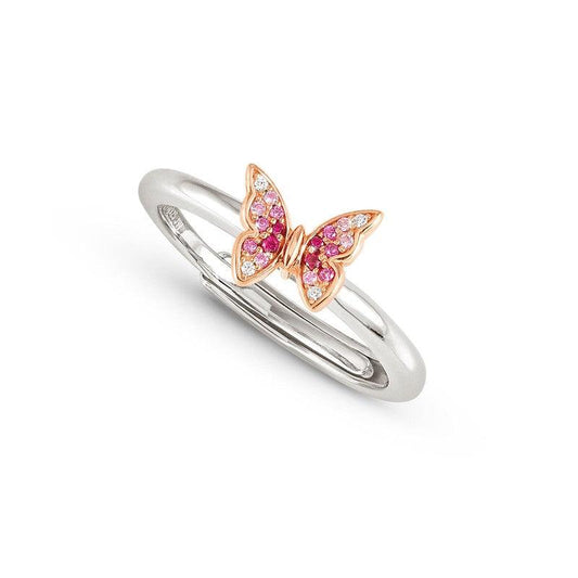 Nomination Crysalis Ring, Silver Butterfly & Pink Stones