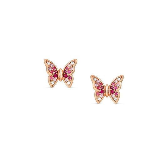 Nomination Crysalis Rose Gold Butterfly Studs, Pink Stones