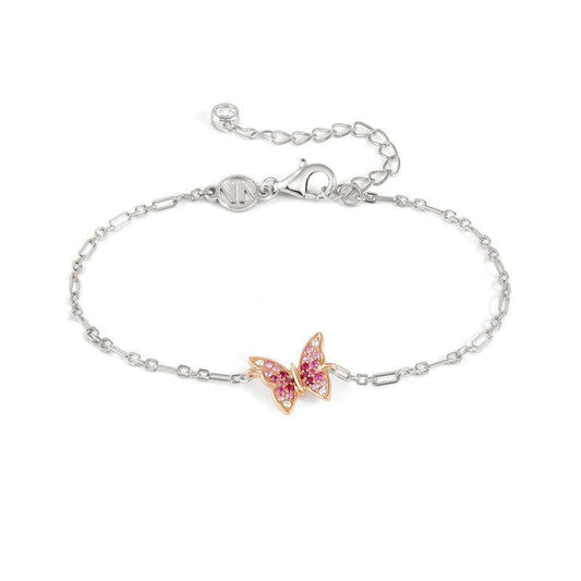 Nomination Crysalis Silver Bracelet, Rose Gold Butterfly & Pink Stones