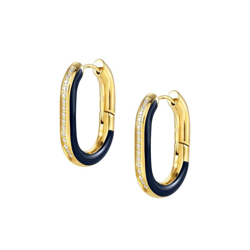 Nomination Drusilla Earrings, Blue Enamel, Cubic Zirconia, Gold PVD, Stainless Steel