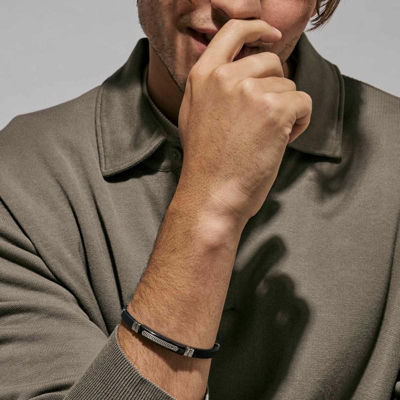 Nomination Energy Ed. Black Rubber & Stainless-Steel Bracelet