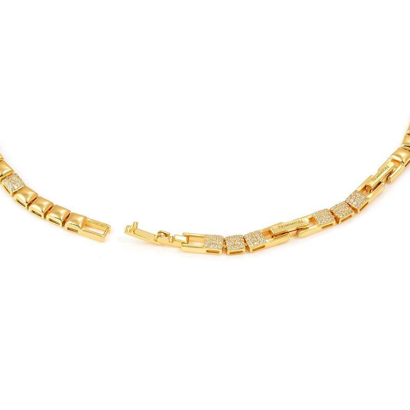 Nomination Enigmatic Shine Necklace with Cubic Zirconia Pavé, Gold - worn