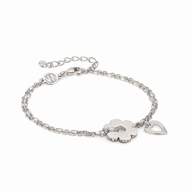 Nomination Essentials Flower and Heart Bracelet in Silver with Zirconia