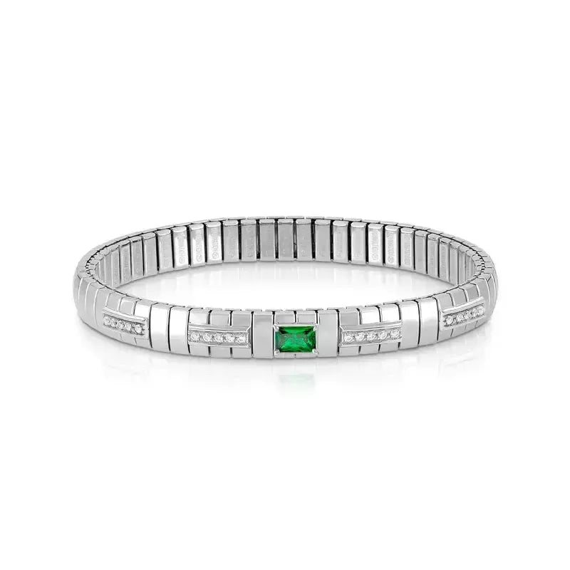 Nomination Extension Bracelet with Dark Green Baguette Cubic Zirconia