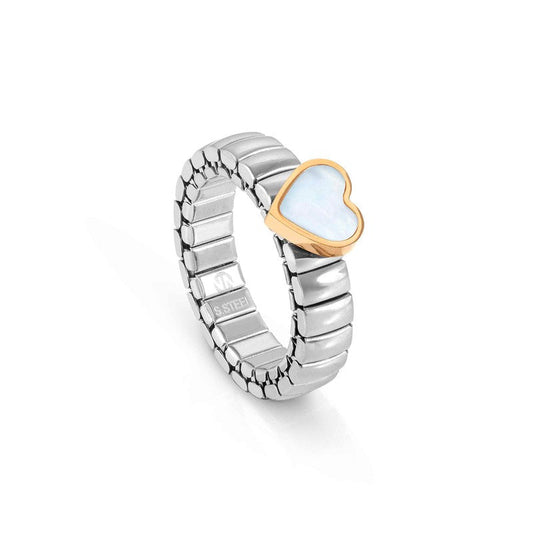 Nomination Extension Ring, Heart, Mother Of Pearl Stone, Stainless Steel