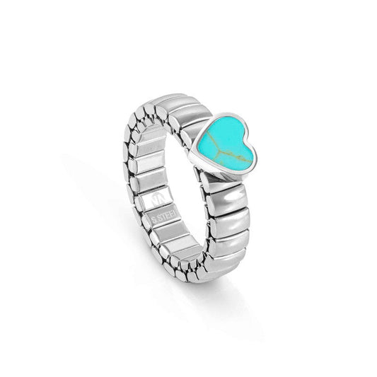 Nomination Extension Ring, Heart, Turquoise Stone, Stainless Steel