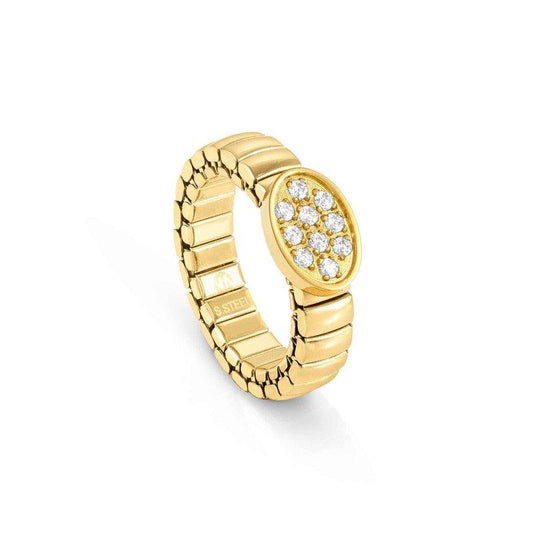 Nomination Extension Ring Oval, Cubic Zirconia, Gold PVD, Stainless Steel