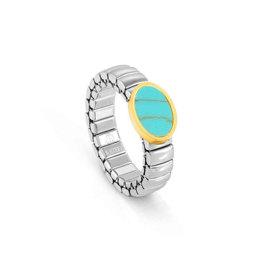 Nomination Extension Ring, Oval, Turquoise Stone, Stainless Steel