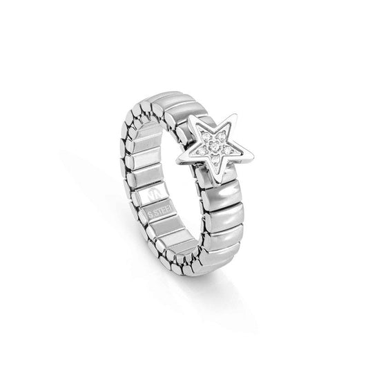 Nomination Extension Ring, Star, Cubic Zirconia, Stainless Steel