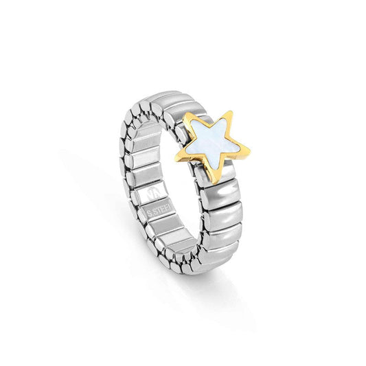 Nomination Extension Ring, Star, Mother Of Pearl Stone, Stainless Steel