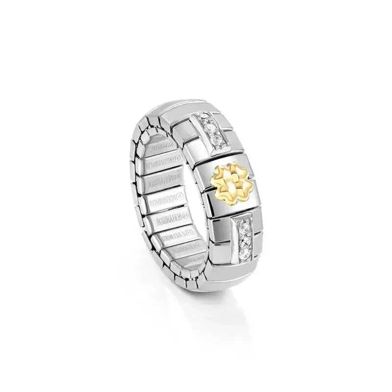 Nomination Extension Sparkling 18K Gold Four Leaf Clover Ring