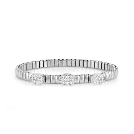 Nomination Extension Stretch Bracelet, 3 Ovals, Cubic Zirconia, Stainless Steel