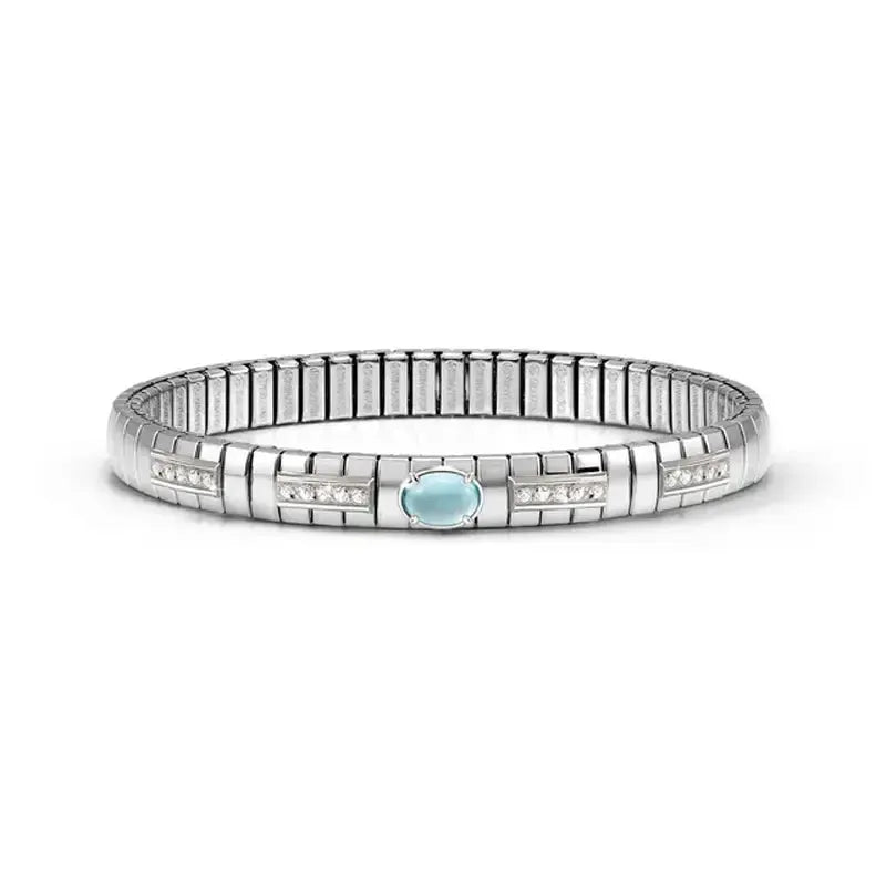 Nomination Extension Stretch Bracelet, Blue Topaz Stone, Steel & 925 Sterling Silver