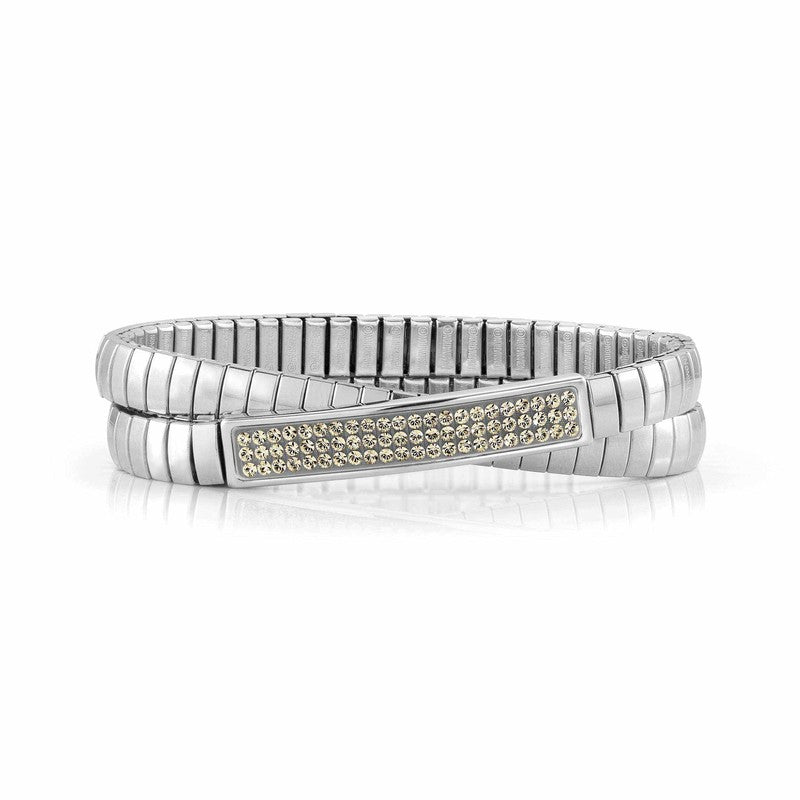 Nomination Extension Stretch Bracelet, Double, Champagne Crystal, Stainless Steel