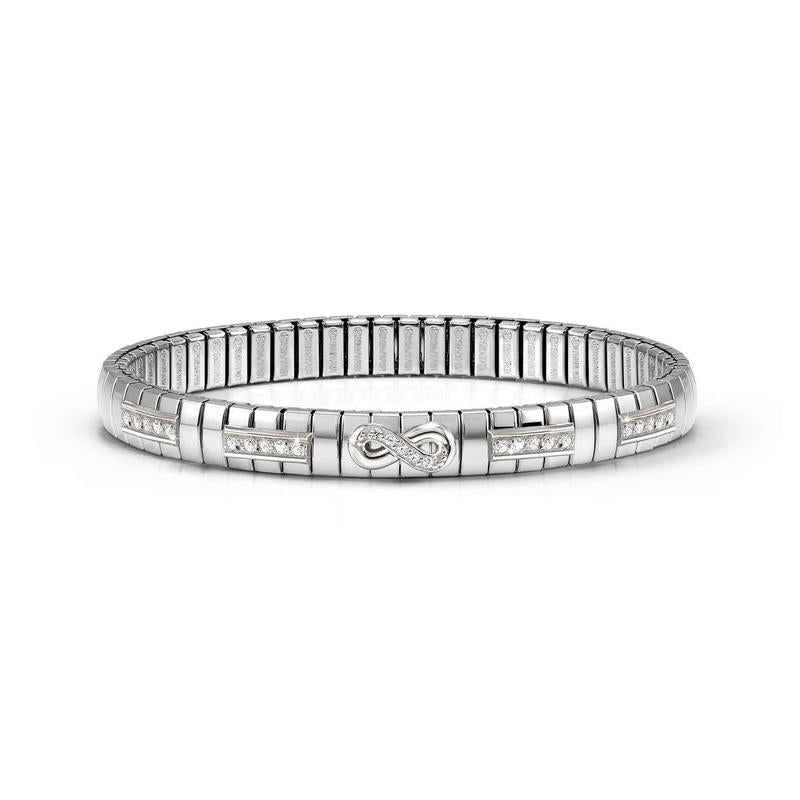 Nomination Extension Stretch Bracelet, Infinity with CZ, Steel & 925 Sterling Silver
