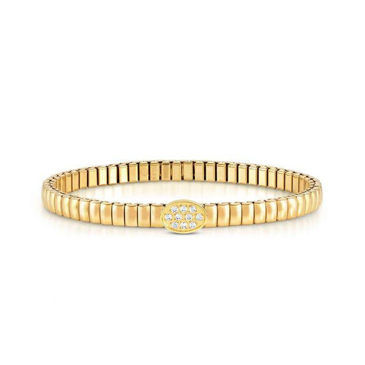 Nomination Extension Stretch Bracelet, Oval, Cubic Zirconia, Gold PVD, Stainless Steel