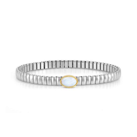 Nomination Extension Stretch Bracelet, Oval, Mother of Pearl Stone, Gold PVD, Stainless Steel