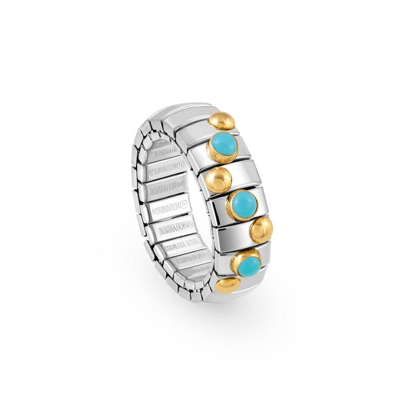 Nomination Extension Stretch Ring, Small Stones, 18K Gold - Turquoise