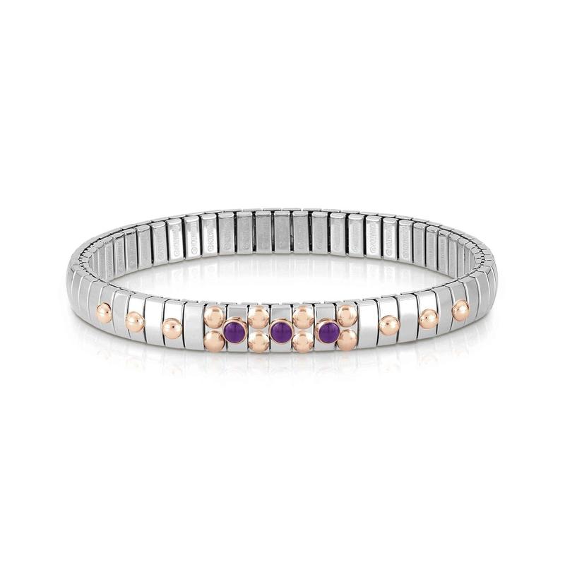 Nomination Extensions Steel & RG Dots Bracelet Amethyst