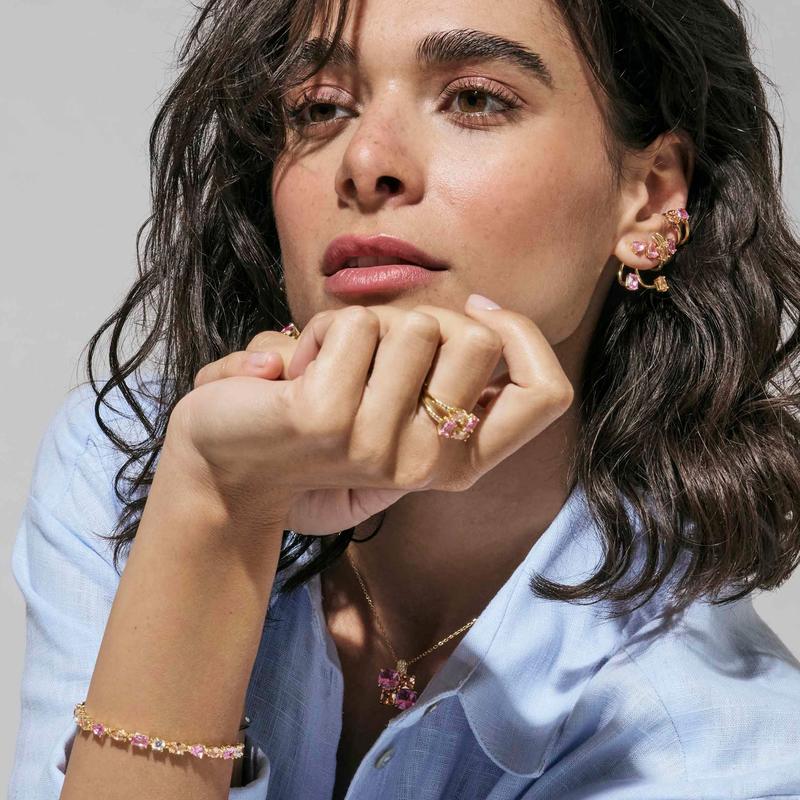 Nomination Gold Colour Wave Aurora Ring with Dazzling Cubic Zirconia Stones