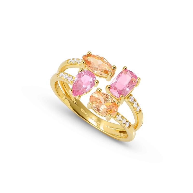 Nomination Gold Colour Wave Aurora Ring with Dazzling Cubic Zirconia Stones