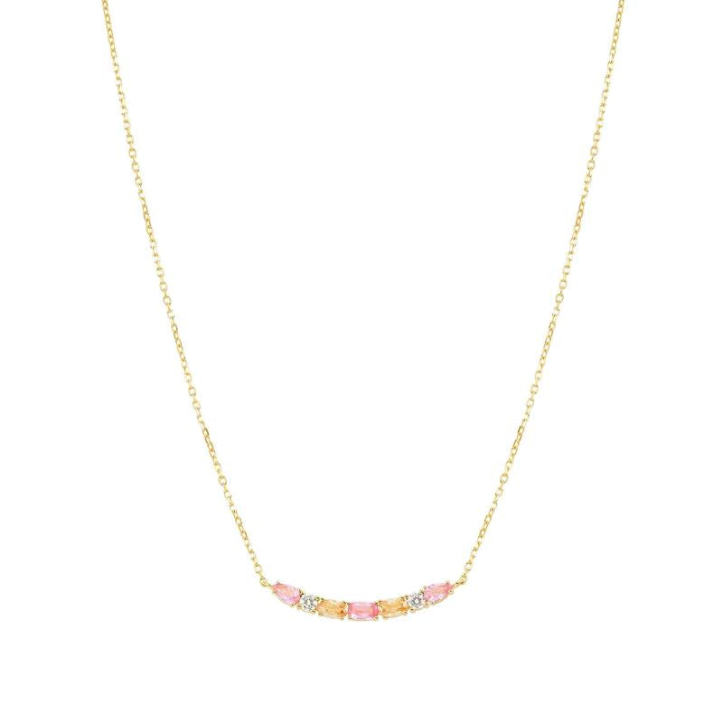 Nomination Gold Colour Wave Aurora Short Bar Cubic Zirconia Necklace