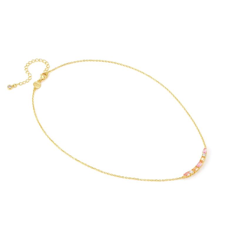 Nomination Gold Colour Wave Aurora Short Bar Cubic Zirconia Necklace