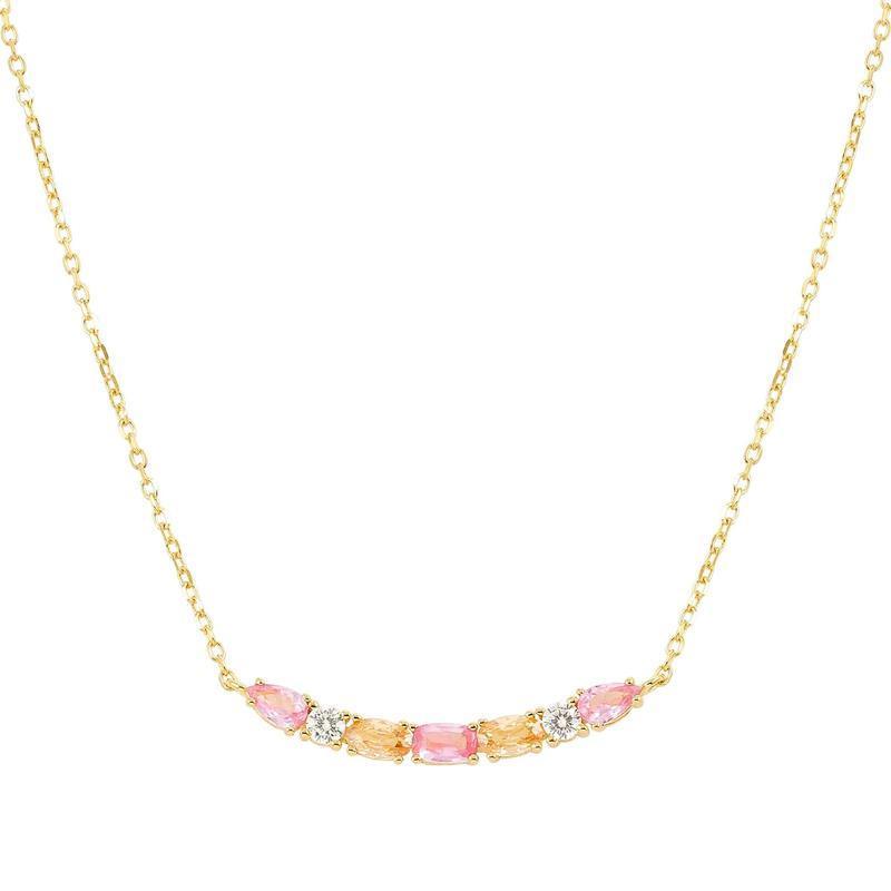 Nomination Gold Colour Wave Aurora Short Bar Cubic Zirconia Necklace