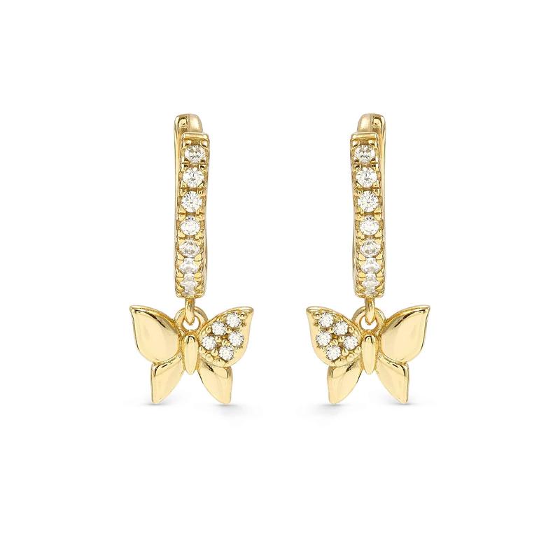 Nomination Gold Petit Sparkle Butterfly Hoop Earrings