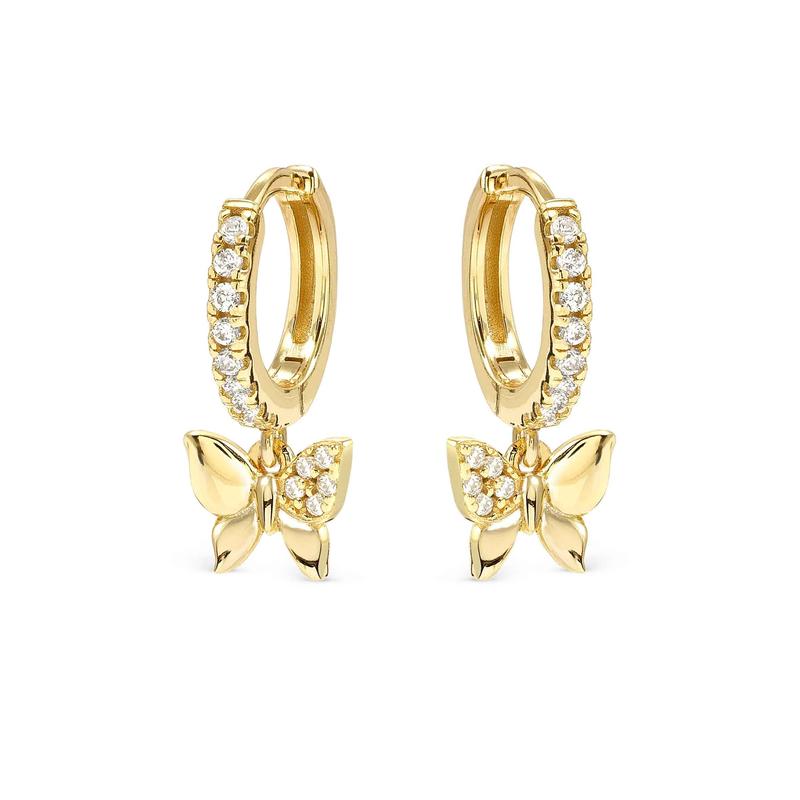 Nomination Gold Petit Sparkle Butterfly Hoop Earrings