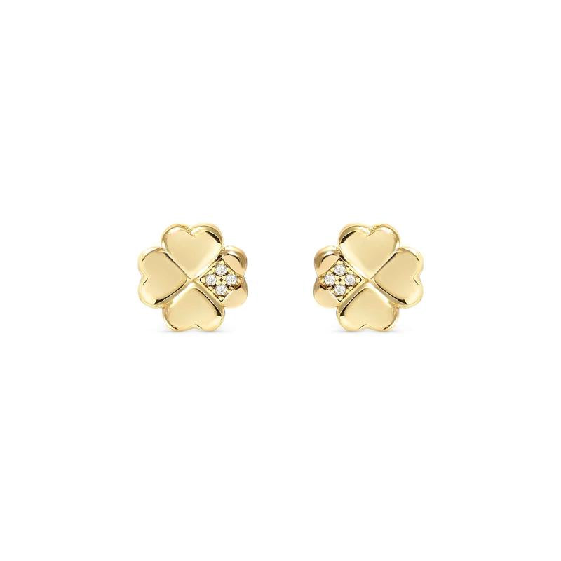 Nomination Gold Petit Sparkle Four-Leaf Clover Stud Earrings