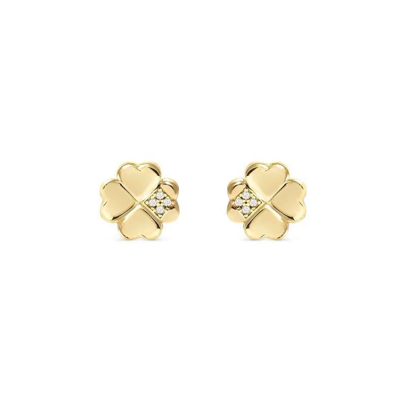 Nomination Gold Petit Sparkle Four-Leaf Clover Stud Earrings