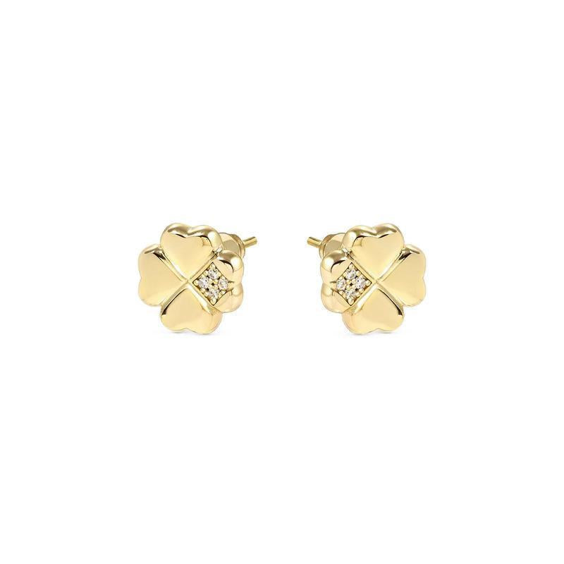 Nomination Gold Petit Sparkle Four-Leaf Clover Stud Earrings