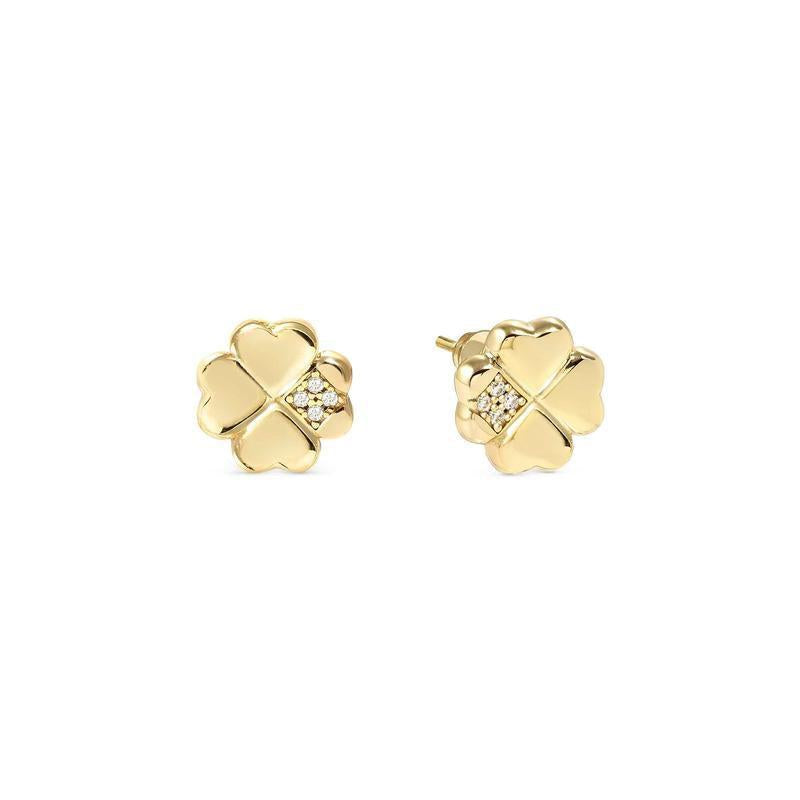 Nomination Gold Petit Sparkle Four-Leaf Clover Stud Earrings
