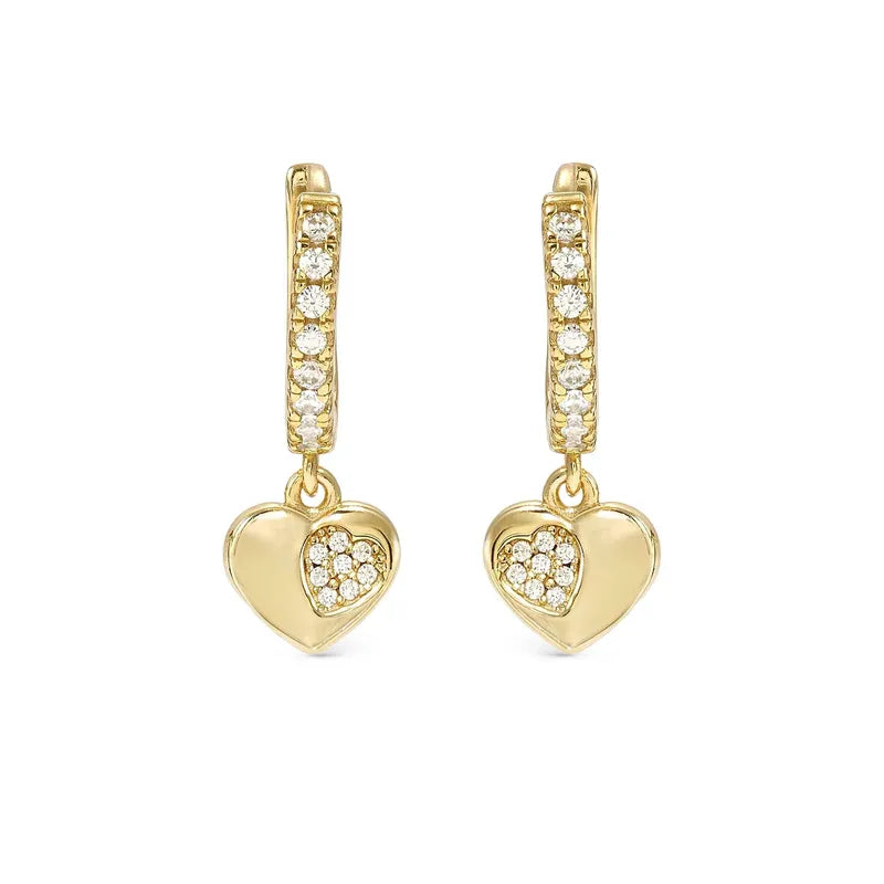 Nomination Gold Petit Sparkle Heart Dangle Hoop Earrings